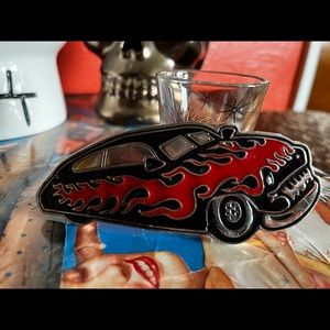 Mens Rockabilly Leadsled  Mercury Hot Rod Greaser Belt Buckle